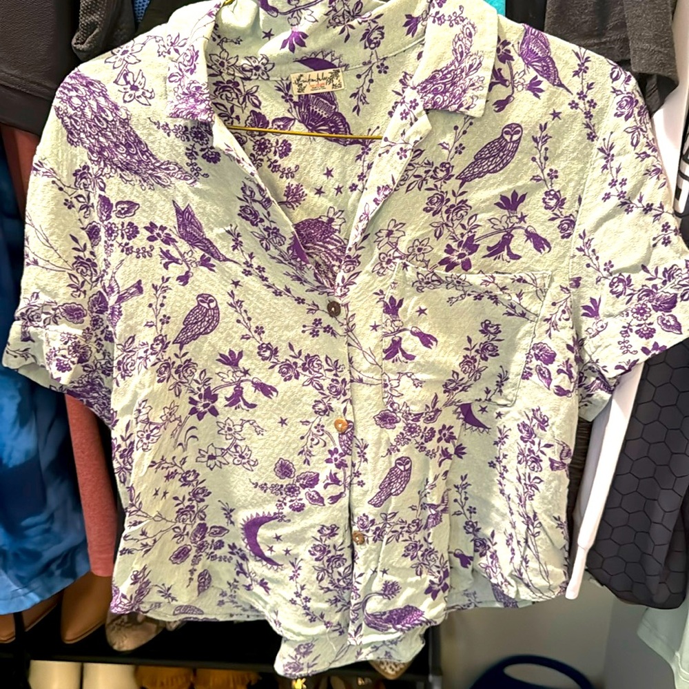 Free People Women Crop Button Down